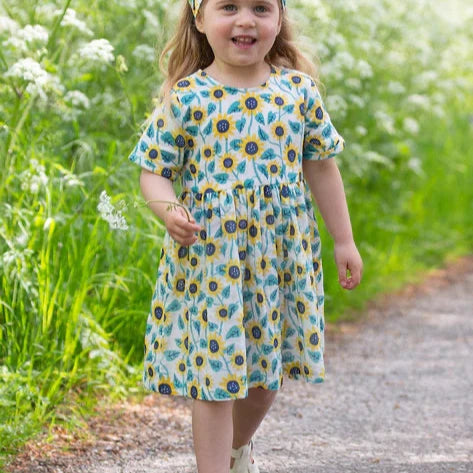 Kite sunflower dress in organic cotton muslin