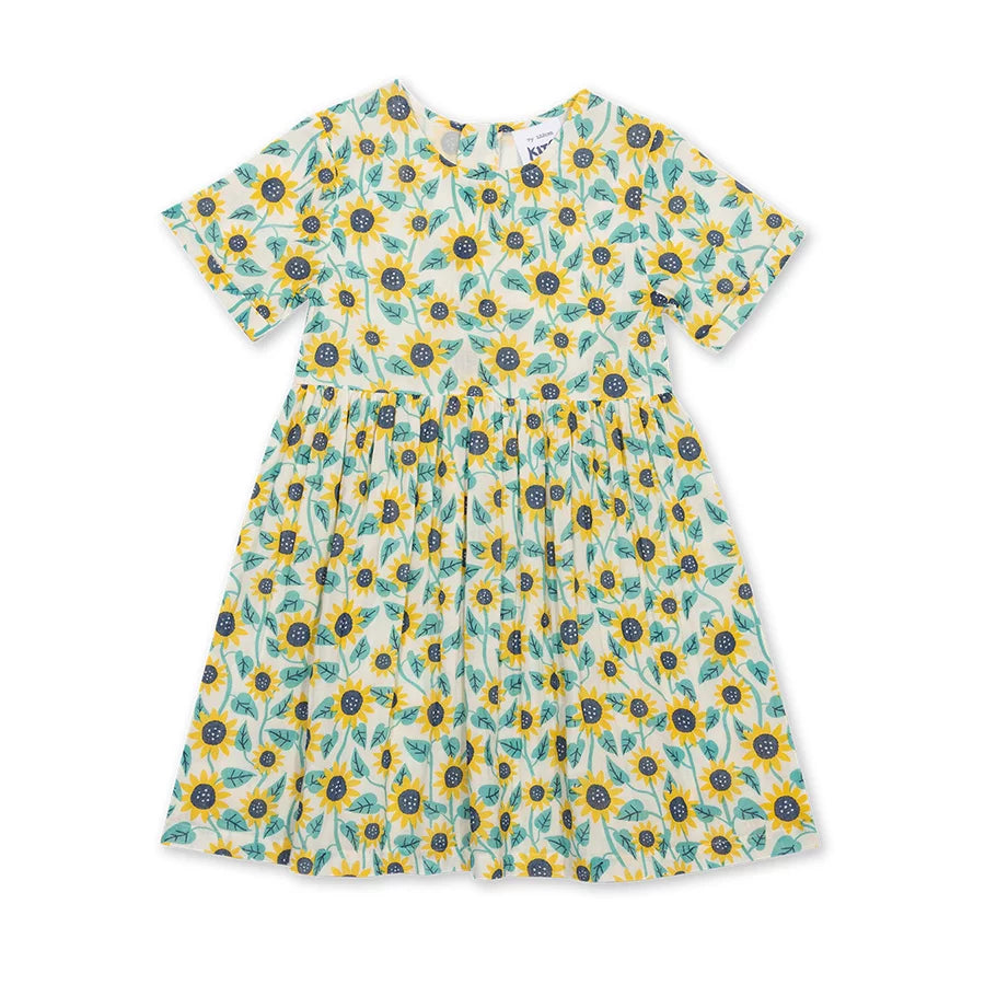 Kite sunflower dress in organic cotton muslin