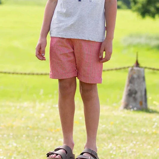 Kite Tickling red stripe organic cotton kids shorts for children made from GOTS certified cotton