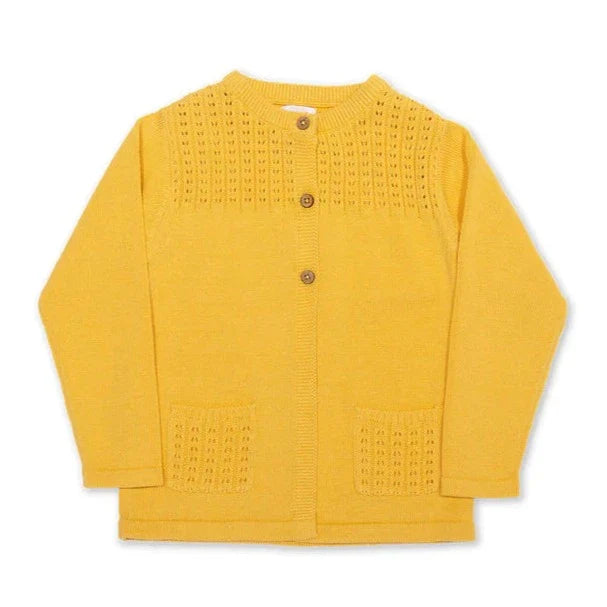 Kite Together cardigan in butter yellow organic cotton