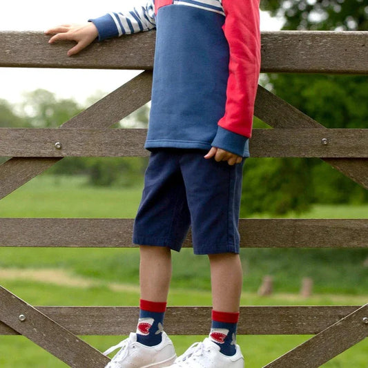 Kite Yacht midnight blue organic cotton kids shorts made from GOTS certified cotton