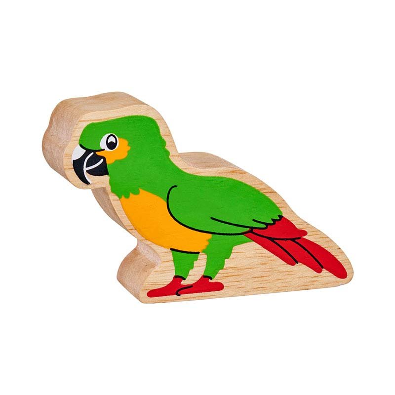 Natural Wooden Green & Yellow Parrot