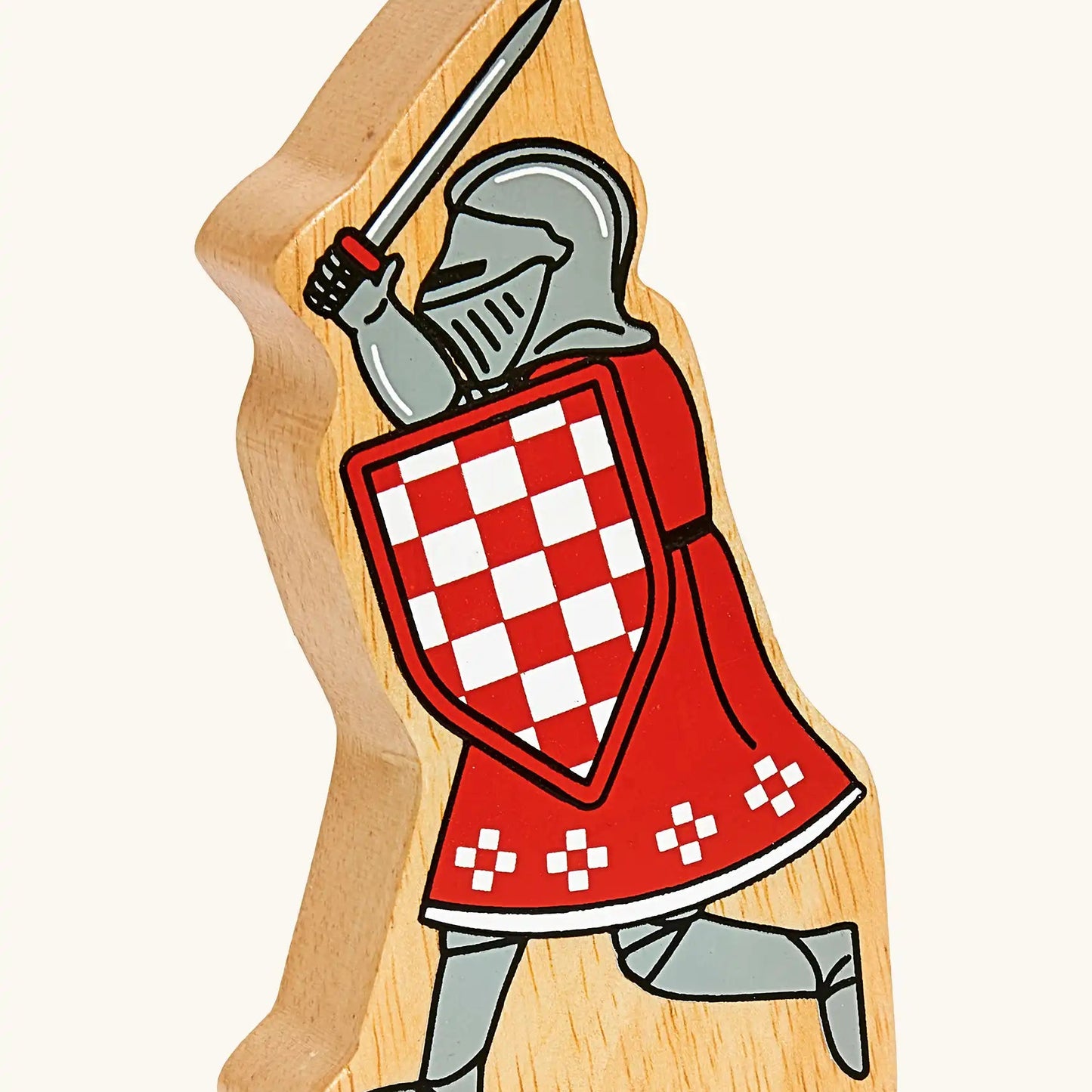 Lanka Kade Red Knight With Sword Raised – FSC Fair Trade Wooden Toy Figure