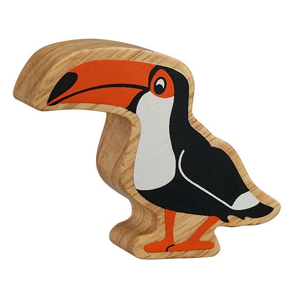 Natural Wooden Black & Orange Toucan