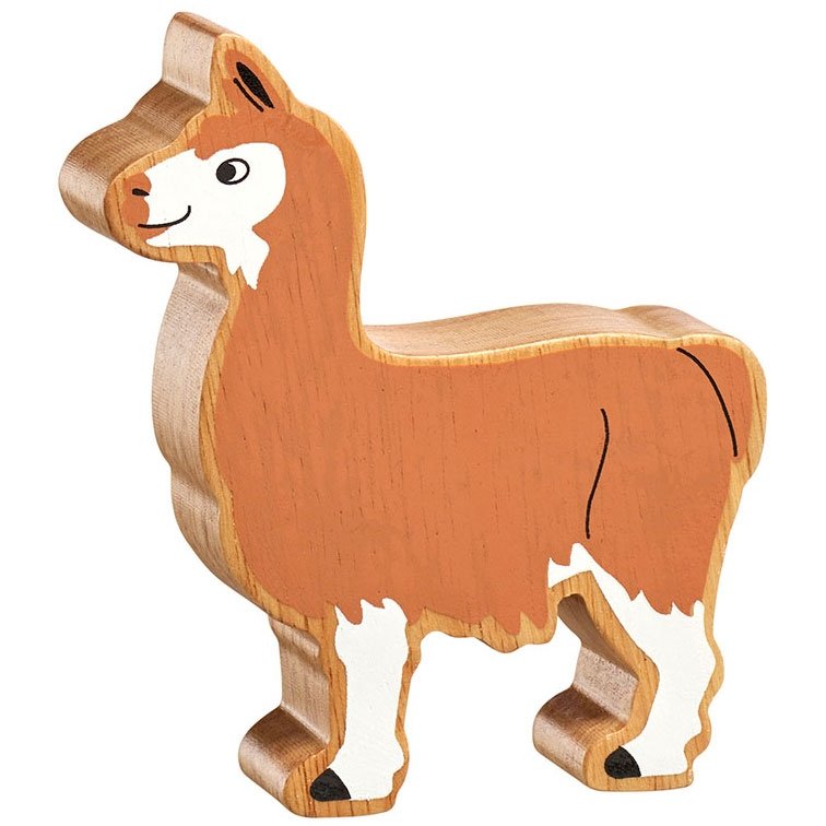 Natural Wooden Brown & White Llama