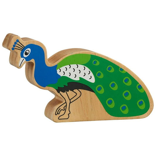 Natural Wooden Blue & Green Peacock