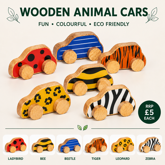 Lanka Kade Wooden Animal Push Along Cars – FSC Fair Trade Toddler Toys
