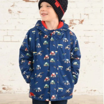 Little Lighthouse Finlay Coat, Navy Blue Tractor