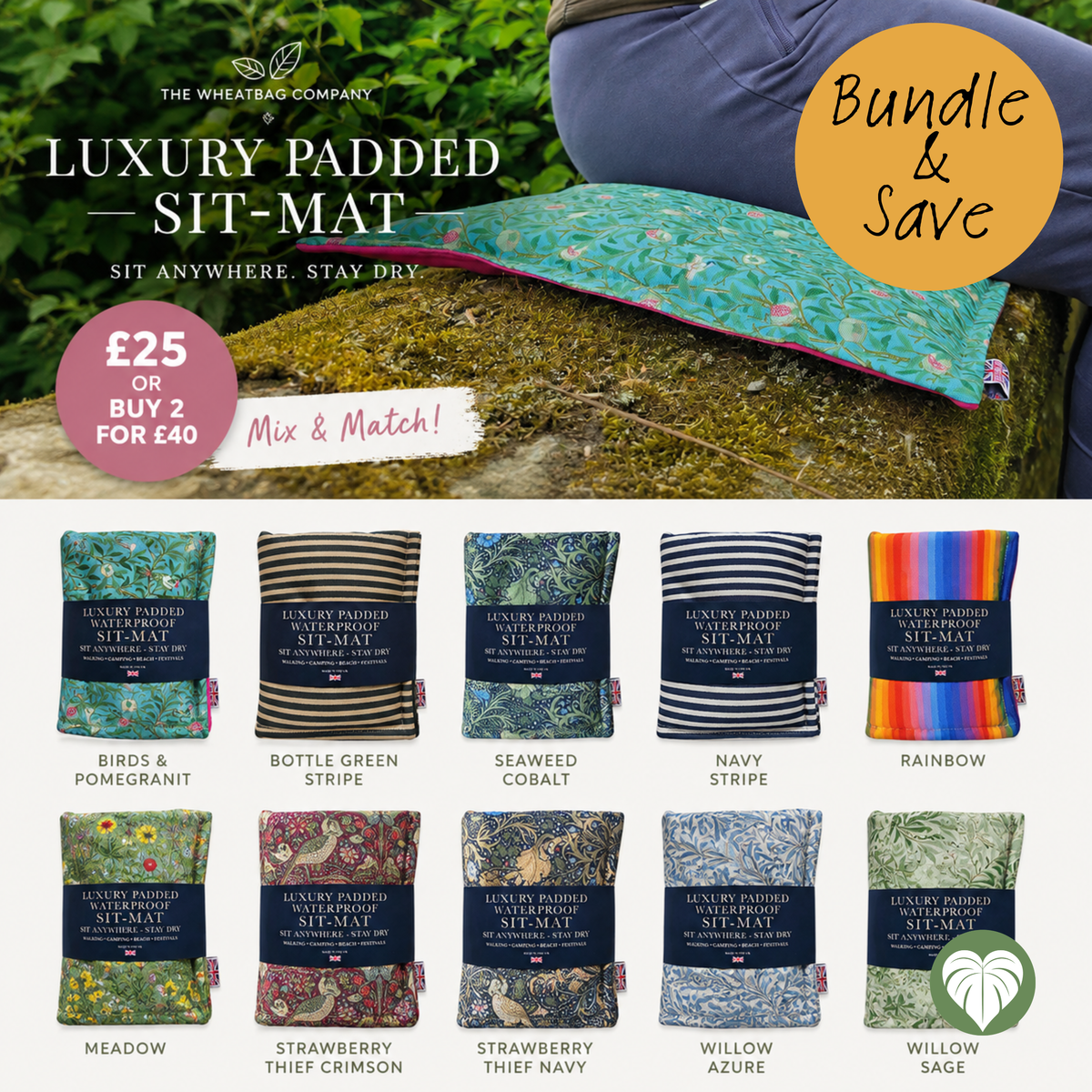 A Maxomorra children's pajama bundle featuring a long-sleeve top and matching pants with a sheep print on a teal background. The image includes promotional text overlays, a 'Bundle & Save' badge, and pricing details.