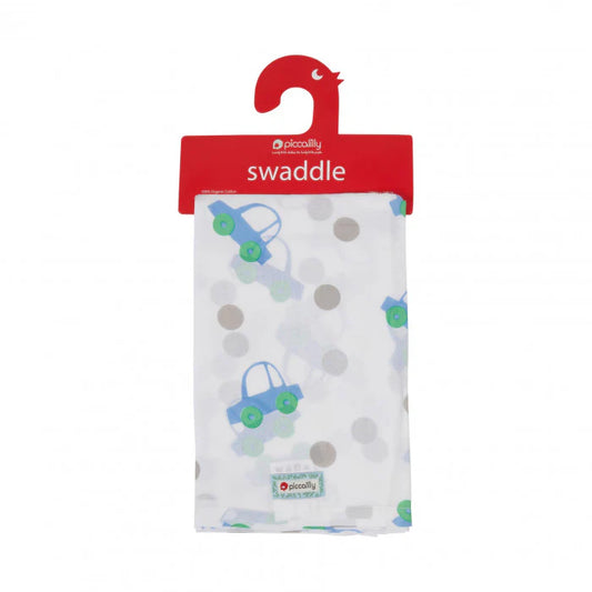 Piccalilly Organic Cotton Muslin Swaddle Blanket – Baby Swaddle Wrap 120x120cm Beep Beep