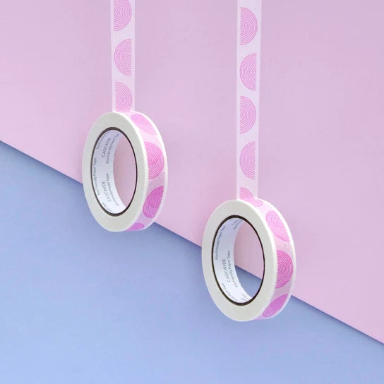 Eco-Friendly White Paper Tape – 50m, Pink Rainbow