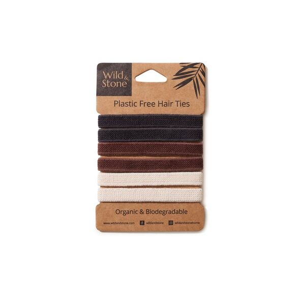 Plastic Free Hair Ties, Pack of 6, Neutral Colours