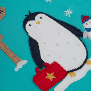 Frugi Antarctica Appliqué Top – Penguin Aqua