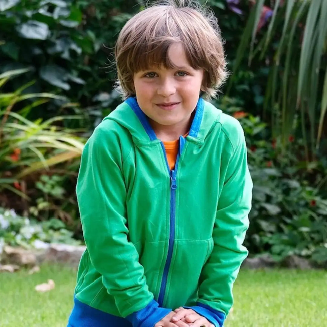 ScandiBugs Own Label Organic Reversible Hoodie - Peacock Blue & Tropical Green