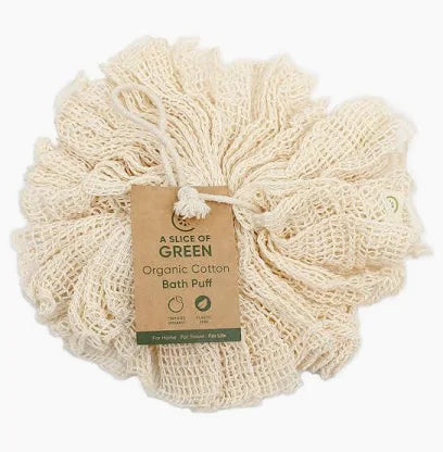 A Slice of Green organic cotton bath puff, eco-friendly and reusable