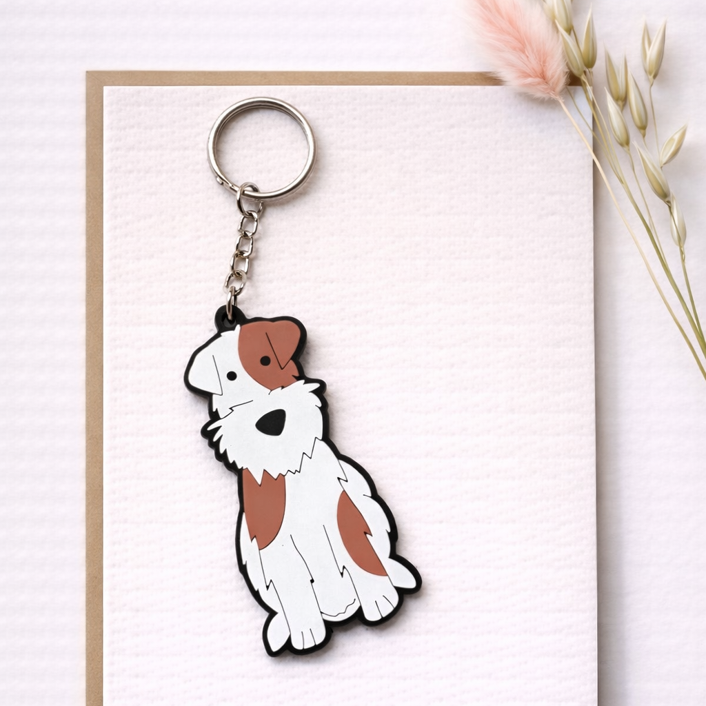 Terrier silicone eco friendly keyring attached to keys, cute dog bag charm gift for dog lovers