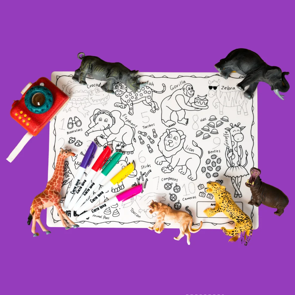 Born Bizzy Biggie, Silicone Colouring Mat Sets, Biggie (30x40cm)
