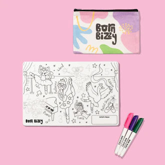 Born Bizzy, Silicone Colouring Mat Sets, Mini Mat (30x20cm)
