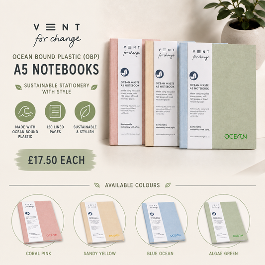 Vent For Change A5 Recycled Ocean Plastic Notebook – Eco-Friendly Lined Journal