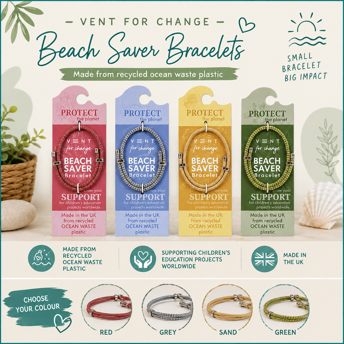 Vent For Change Beach Saver Bracelet | Recycled Ocean Plastic Adjustable Bracelet