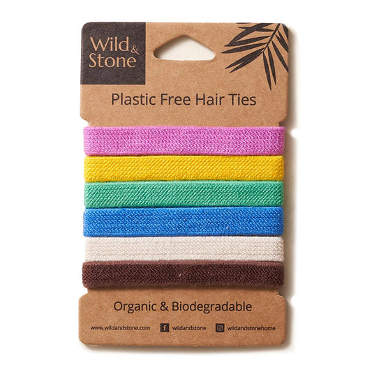 Plastic Free Hair Ties, Pack of 6, Brights