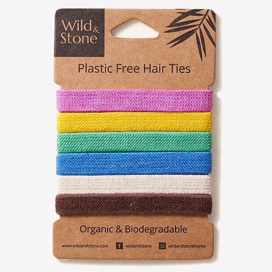 Wild & Stone Plastic Free Hair Ties – Multi Colour Pack of 6